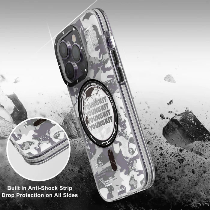 Youngkit Camouflage Series Circuit MagSafe Case for iPhone 14 Pro Grey