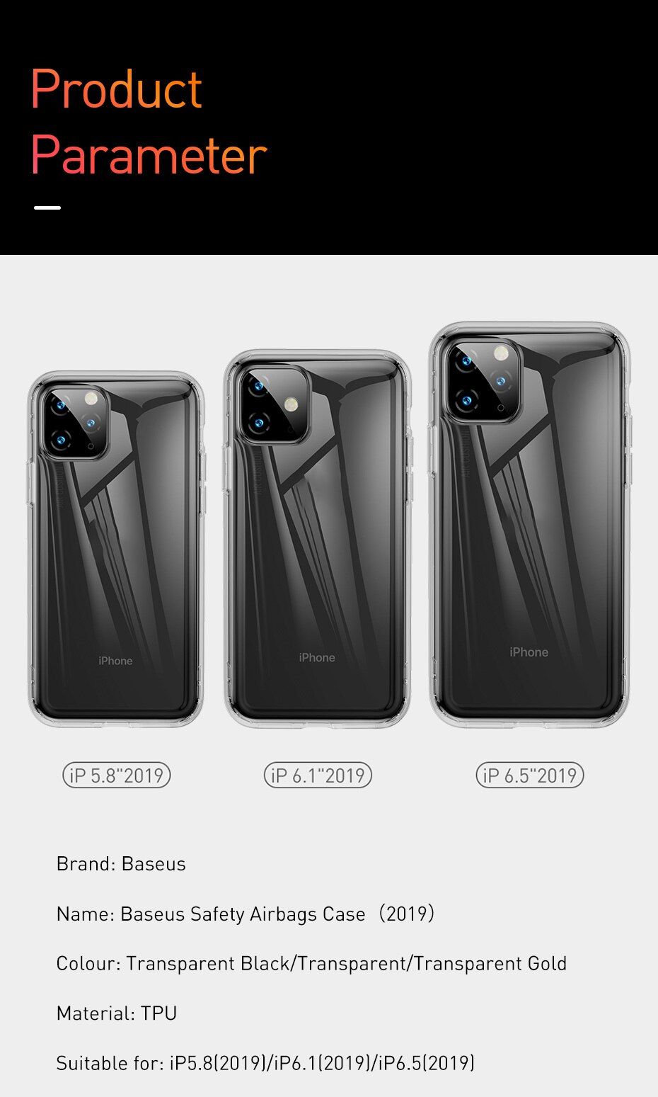 Baseus Air Bag Series Soft TPU Clear case for iPhone 11 Pro Baseus