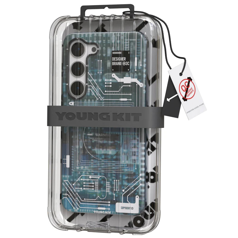 Youngkit Futuristic Circuit Series TPU Case for Samsung Galaxy S23 Ultra Blue