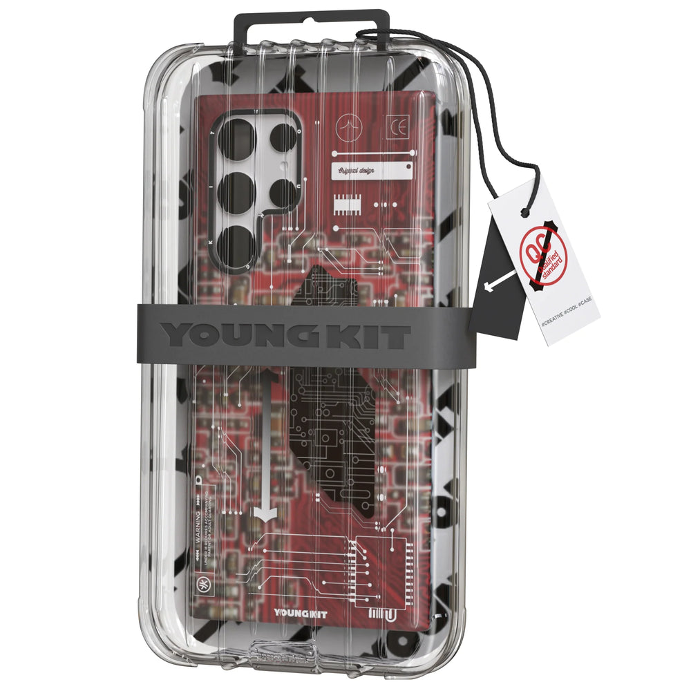 Youngkit Futuristic Circuit Series TPU Case for Samsung Galaxy S23 Ultra Red