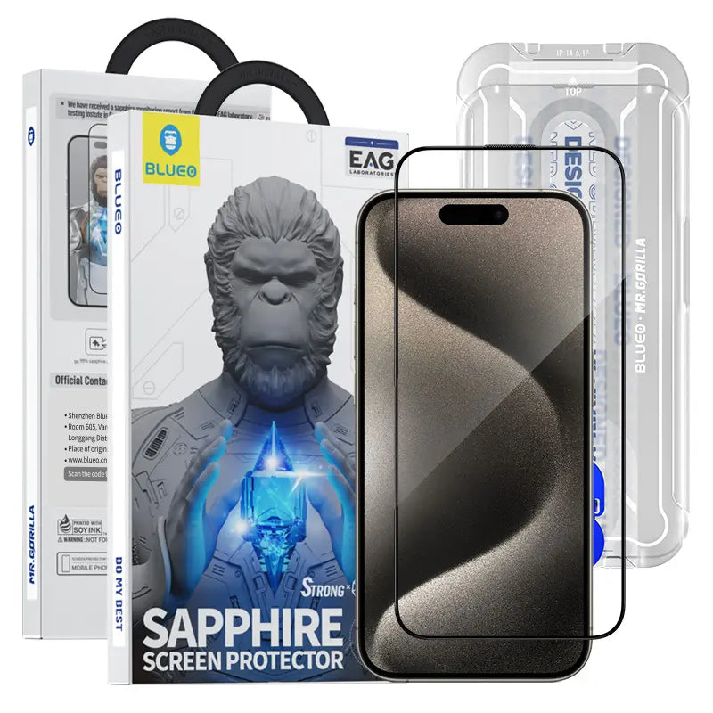 Blueo Sapphire HD Tempered Glass for iPhone 15 Pro with Applicator
