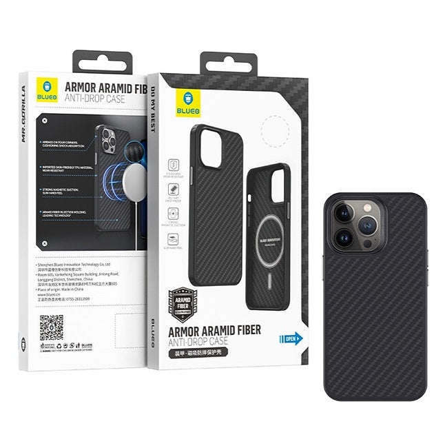 Blueo Armor Original Aramid Fiber Case With Magnetic For iPhone 14 Pro Max Black