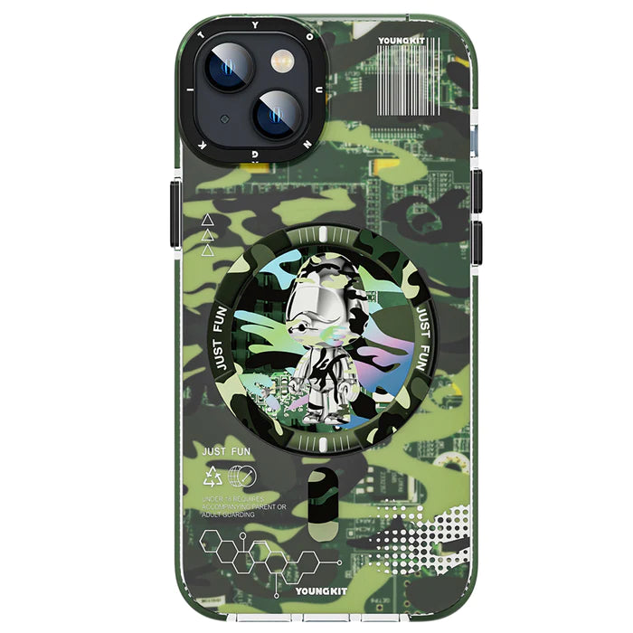 Youngkit Camouflage Series Circuit MagSafe Case for iPhone 14 Pro Green