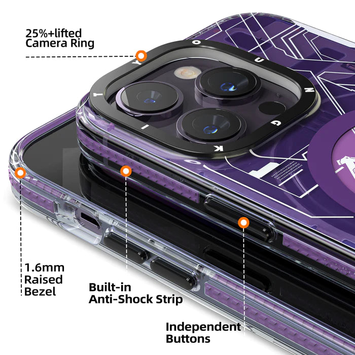 Youngkit Technology Series Futuristic Circuit Anti-Drop Magsafe Case for iPhone 14 Pro Max Purple