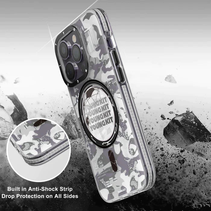 Youngkit Camouflage Series Circuit MagSafe Case for iPhone 14 Pro Max Grey
