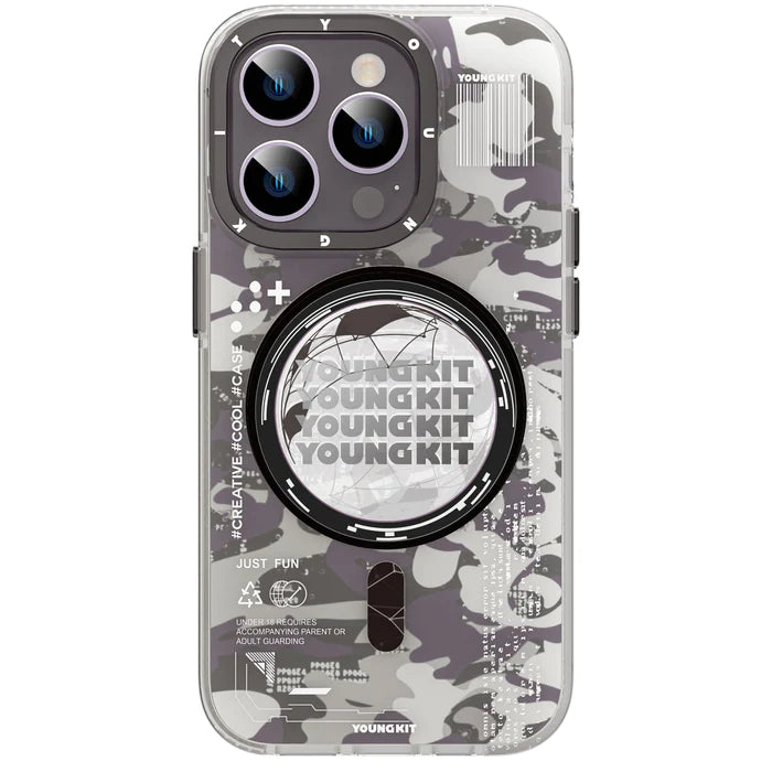 Youngkit Camouflage Series Circuit MagSafe Case for iPhone 14 Pro Grey