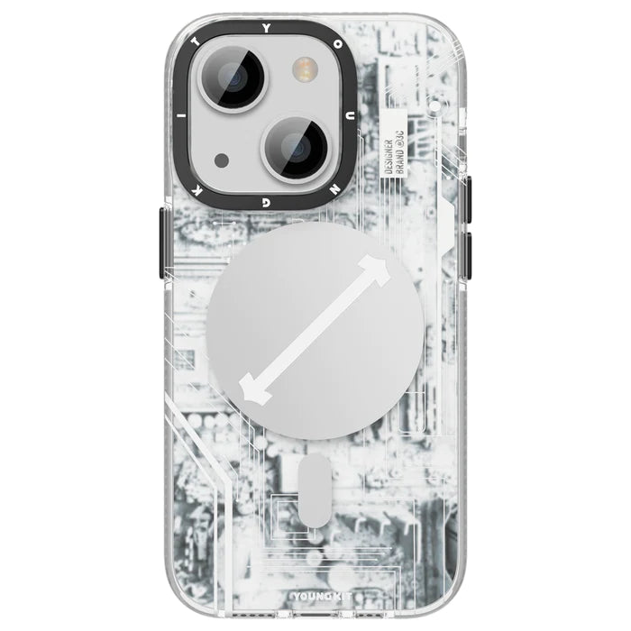 Youngkit Technology Series Futuristic Circuit Anti-Drop Magsafe Case for iPhone 14 Pro White