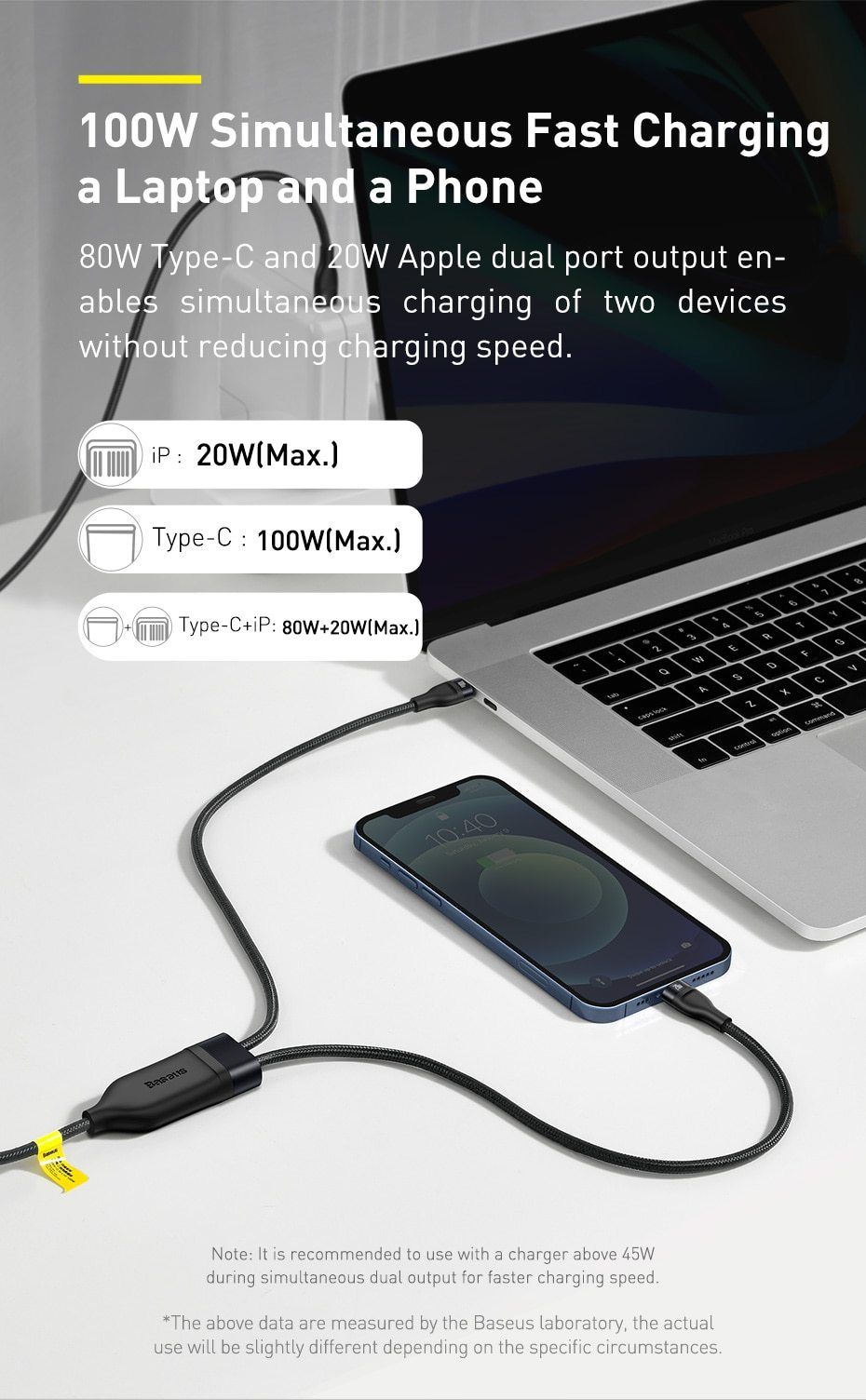 Baseus PD 100W USB Type C Cable For MacBook Pro 2 in 1 Fast Charging USBC Phone Charger Date Cable Baseus