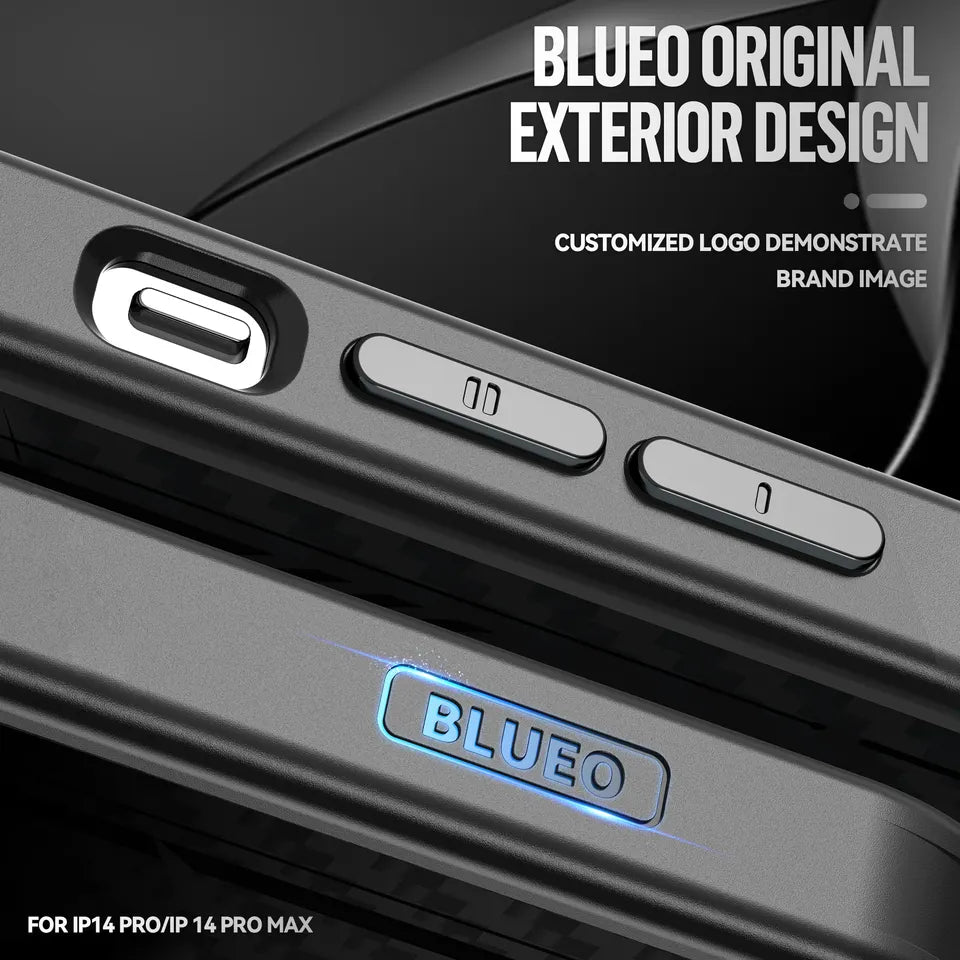 Blueo Punk Aramid Fiber Protective Anti-Drop Case With Magnetic For iPhone 14 Pro Black