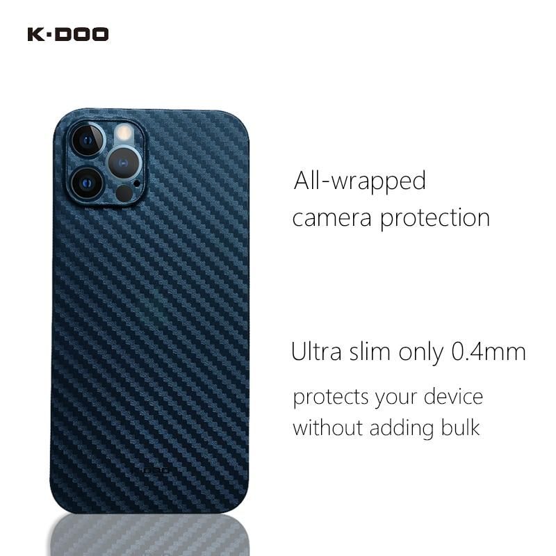 K-Doo Air Carbon ultra thin back cover 0.4mm thickness super slim carbon fiber pattern case for iphone12 /12pro/12mini/12promax K-DOO