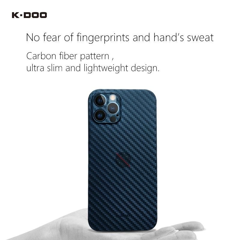K-Doo Air Carbon ultra thin back cover 0.4mm thickness super slim carbon fiber pattern case for iphone12 /12pro/12mini/12promax K-DOO