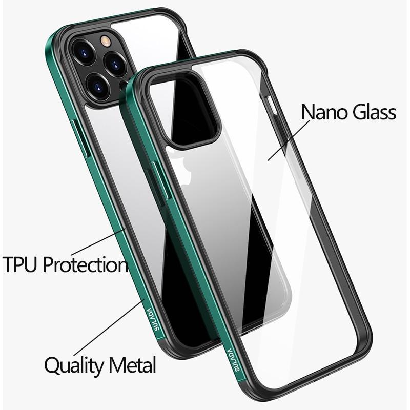 SULADA Shockproof Aviation Aluminum Metal Frame + Nano Glass + TPU Protective Case for iPhone 13 Pro Sulada