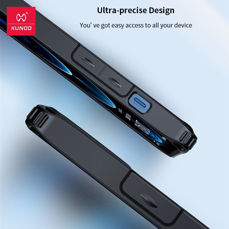 Xundd Airbag Ani-drop Carbon Fiber Pattern Cover for iPhone 13 Pro Max Black Xundd