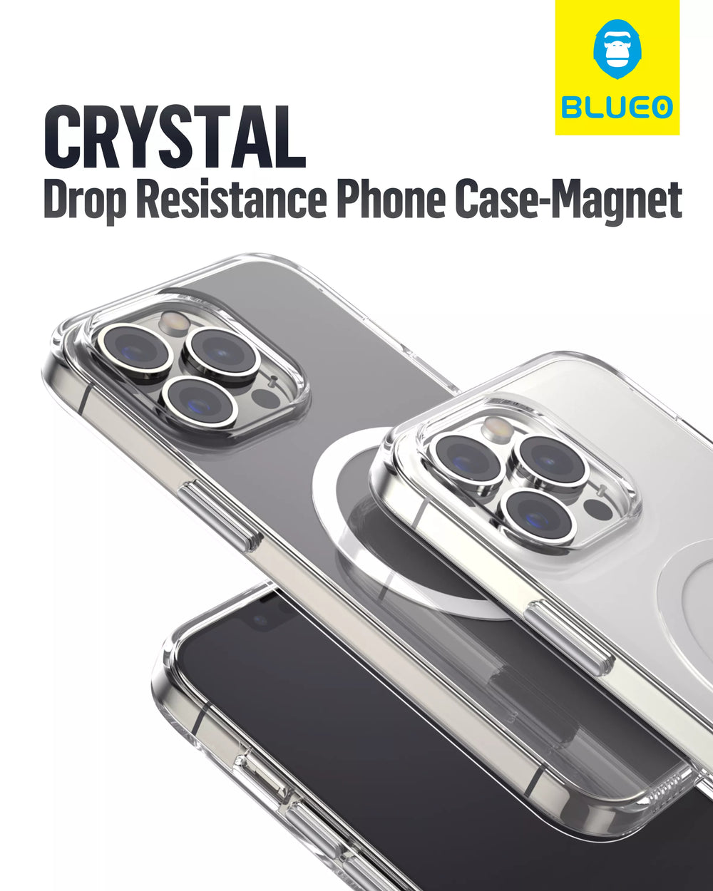 Blueo Crystal Pro Drop Resistance Phone Case-Magnet for iPhone 14 Pro Max Purple