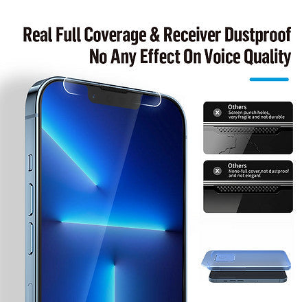 Blueo Receiver Dustproof HD Tempered Glass with Applicator for iPhone 13 Pro Max freeshipping - casejunction.com