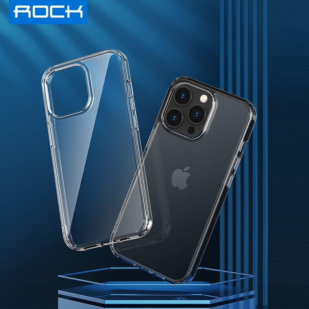 Rock Hard PC Back side + Flexible TPU Frame Transparent Case for iPhone 14 Pro Max