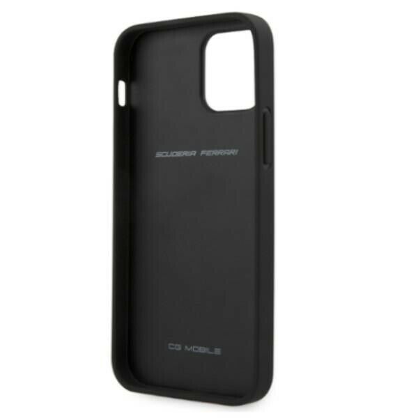 Ferrari Leather Black PU Carbon Design With Central Stripe Case for iPhone 13 Pro Max